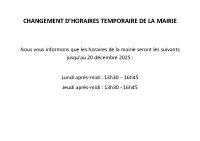 changement horaires mairie